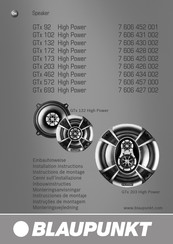 Blaupunkt GTx 173 High Power Instructions De Montage
