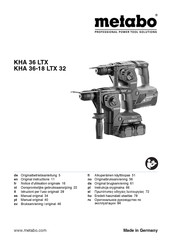 Metabo KHA 36 LTX Notice D'utilisation