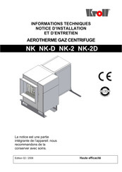 Kroll NK-2D Série Notice D'installation Et D'entretien