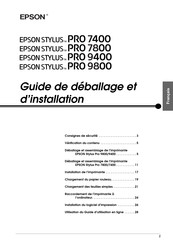 Epson Stylus Pro 7800 Guide De Déballage Et D'installation