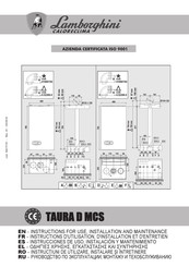 Lamborghini Caloreclima TAURA D MCS Instructions D'utilisation, D'installation Et D'entretien