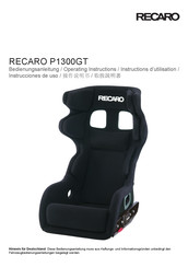 RECARO P1300GT Instructions D'utilisation