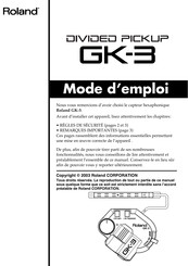 Roland GK-3 Mode D'emploi