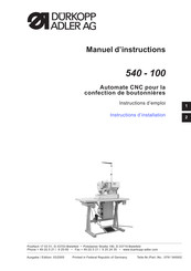 Dürkopp Adler 540-100 Manuel D'instructions