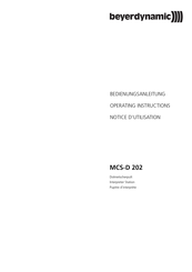 Beyerdynamic MCS-D 202 Notice D'utilisation
