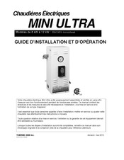 THERMO 2000 MINI ULTRA Série Guide D'installation Et D'operation