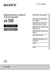 Sony Alpha58 Mode D'emploi