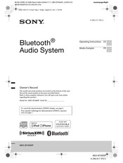 Sony MEX-BT4000P Mode D'emploi