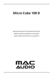 MAC Audio Micro Cube 108 D Mode D'emploi