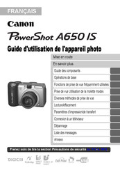 Canon PowerShot A650 IS Guide D'utilisation