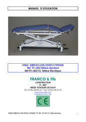 FRANCO & Fils SIMPLEX LUXE OSTEO CYPHOSE TF1-453 Manuel D'utilisation