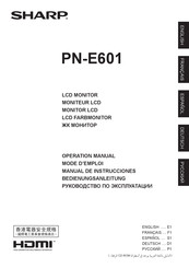 Sharp PN-E601 Mode D'emploi