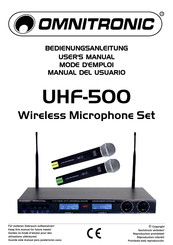 Omnitronic UHF-500 Mode D'emploi