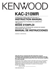 Kenwood KAC-210MR Mode D'emploi