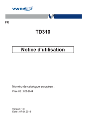 VWR TD310 Notice D'utilisation
