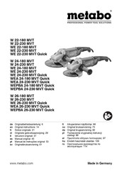 Metabo W 22-180 MVT Notice Originale