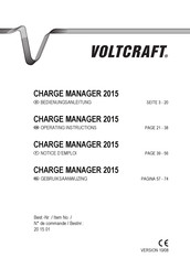 VOLTCRAFT CHARGE MANAGER 2015 Notice D'emploi