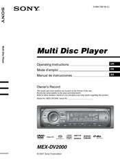 Sony MEX-DV2000 Mode D'emploi