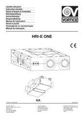 Vortice HRI-E One BP Notice D'emploi Et D'entretien