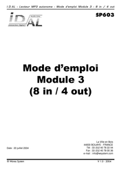 waves system IDAL SP603 Mode D'emploi