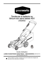 GreenWorks 2502602 Guide D'utilisation