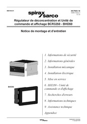 Spirax Sarco BCR3250 Notice De Montage Et D'entretien
