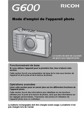 Ricoh G600 Mode D'emploi