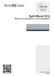 mundoclima Split Mural DC2 Manuel D'utilisation Et D'installation