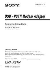 Sony UNA-PSTN Mode D'emploi