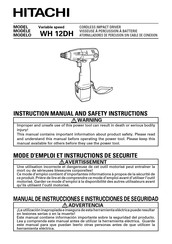 Hitachi WH 12DH Mode D'emploi Et Instructions De Securite
