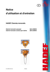HADEF 208/05 Série Notice D'utilisation Et D'entretien