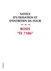 Rosieres ROSIS Notice D'utilisation Et D'entretien