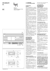 Bpt XA/300LR Instructions D'utilisation