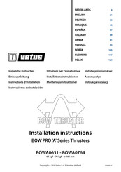 Vetus BOW PRO A Série Instructions D'installation