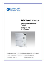 Dürkopp Adler DAC classic Instructions De Service
