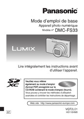 Panasonic LUMIX DMC-FS33 Mode D'emploi De Base