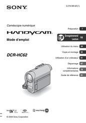 Sony Handycam DCR-HC62 Mode D'emploi