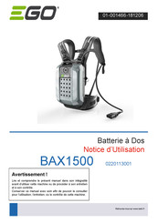 EGO BAX1500 Notice D'utilisation
