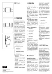 Bpt XDV/304 Instructions Pour L'installation