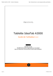 Lenovo IdeaTab A3000 Guide De L'utilisateur