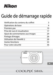 Nikon COOLPIX S810c Guide De Démarrage Rapide
