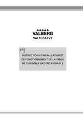 VALBERG VALTG5AXVT Instructions D'installation Et De Fonctionnement