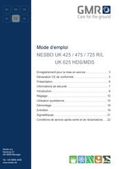 GMR NESBO UK 625 MDS Mode D'emploi