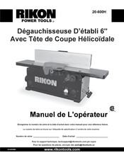 Rikon Power Tools 20-600H Manuel De L'opérateur