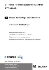 Becker B-Tronic RoomTemperatureControl RTC3100B Notice De Montage Et D'utilisation