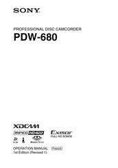 Sony PDW-680 Mode D'emploi