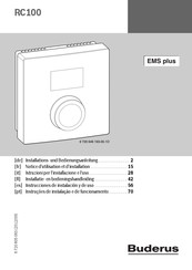 Buderus EMS plus RC100 Notice D'utilisation Et D'installation