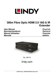 Lindy 300m Fibre Optic HDMI 2.0 18G & IR Extender Manuel Utilisateur