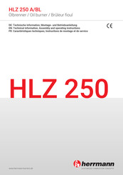 herrmann HLZ 250 BL Caractéristiques Techniques, Instructions De Montage Et De Service