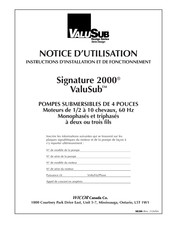 Wicor ValuSub Signature 2000 Notice D'utilisation